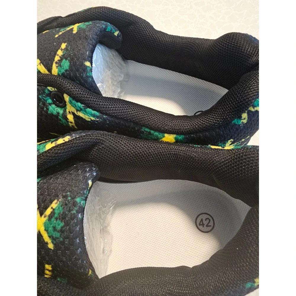One Love Jamaica Flag Pattern Sneakers Black Green‎ Yellow EU 42 Low Top Shoes